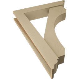 Ekena Millwork - BKTUR0554X32X44LEC01RCPR - Timberthane Faux Wood Legacy Style Bracket w/ Offset Brace, Traditional Ends, 5 1/2"W x 32"D x 44"H, Primed Tan