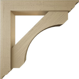 Ekena Millwork - BKTUR0554X34X34LEC01RCPR - Timberthane Faux Wood Legacy Style Bracket w/ Offset Brace, Traditional Ends, 5 1/2"W x 34"D x 34"H, Primed Tan