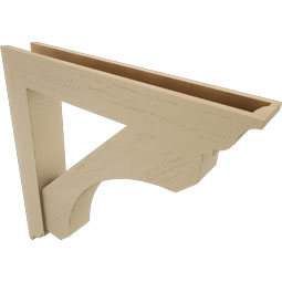 Ekena Millwork - BKTUR0554X34X34LEC01RCPR - Timberthane Faux Wood Legacy Style Bracket w/ Offset Brace, Traditional Ends, 5 1/2"W x 34"D x 34"H, Primed Tan