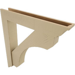 Ekena Millwork - BKTUR0554X34X38LEC01RCPR - Timberthane Faux Wood Legacy Style Bracket w/ Offset Brace, Traditional Ends, 5 1/2"W x 34"D x 38"H, Primed Tan