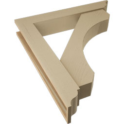 Ekena Millwork - BKTUR0554X34X38LEC01RCPR - Timberthane Faux Wood Legacy Style Bracket w/ Offset Brace, Traditional Ends, 5 1/2"W x 34"D x 38"H, Primed Tan