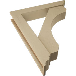 Ekena Millwork - BKTUR0554X34X40LEC01RCPR - Timberthane Faux Wood Legacy Style Bracket w/ Offset Brace, Traditional Ends, 5 1/2"W x 34"D x 40"H, Primed Tan