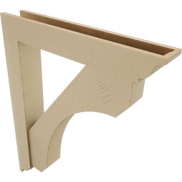 Ekena Millwork - BKTUR0554X34X42LEC01RCPR - Timberthane Faux Wood Legacy Style Bracket w/ Offset Brace, Traditional Ends, 5 1/2"W x 34"D x 42"H, Primed Tan