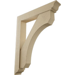 Ekena Millwork - BKTUR0554X34X42LEC01RCPR - Timberthane Faux Wood Legacy Style Bracket w/ Offset Brace, Traditional Ends, 5 1/2"W x 34"D x 42"H, Primed Tan