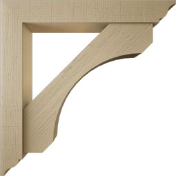 Ekena Millwork - BKTUR0554X36X36LEC01RCPR - Timberthane Faux Wood Legacy Style Bracket w/ Offset Brace, Traditional Ends, 5 1/2"W x 36"D x 36"H, Primed Tan