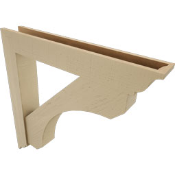 Ekena Millwork - BKTUR0554X36X36LEC01RCPR - Timberthane Faux Wood Legacy Style Bracket w/ Offset Brace, Traditional Ends, 5 1/2"W x 36"D x 36"H, Primed Tan