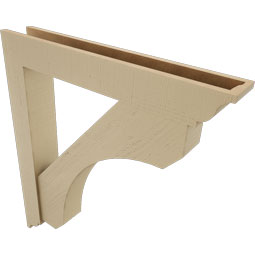 Ekena Millwork - BKTUR0554X36X40LEC01RCPR - Timberthane Faux Wood Legacy Style Bracket w/ Offset Brace, Traditional Ends, 5 1/2"W x 36"D x 40"H, Primed Tan
