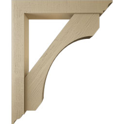 Ekena Millwork - BKTUR0554X36X44LEC01RCPR - Timberthane Faux Wood Legacy Style Bracket w/ Offset Brace, Traditional Ends, 5 1/2"W x 36"D x 44"H, Primed Tan