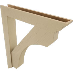 Ekena Millwork - BKTUR0554X36X44LEC01RCPR - Timberthane Faux Wood Legacy Style Bracket w/ Offset Brace, Traditional Ends, 5 1/2"W x 36"D x 44"H, Primed Tan
