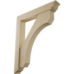 Ekena Millwork - BKTUR0554X36X44LEC01RCPR - Timberthane Faux Wood Legacy Style Bracket w/ Offset Brace, Traditional Ends, 5 1/2"W x 36"D x 44"H, Primed Tan