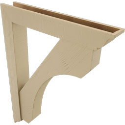 Ekena Millwork - BKTUR0554X36X48LEC01RCPR - Timberthane Faux Wood Legacy Style Bracket w/ Offset Brace, Traditional Ends, 5 1/2"W x 36"D x 48"H, Primed Tan