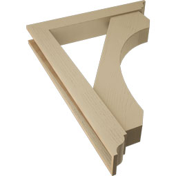 Ekena Millwork - BKTUR0554X36X48LEC01RCPR - Timberthane Faux Wood Legacy Style Bracket w/ Offset Brace, Traditional Ends, 5 1/2"W x 36"D x 48"H, Primed Tan