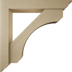 Ekena Millwork - BKTUR0554X38X38LEC01RCPR - Timberthane Faux Wood Legacy Style Bracket w/ Offset Brace, Traditional Ends, 5 1/2"W x 38"D x 38"H, Primed Tan