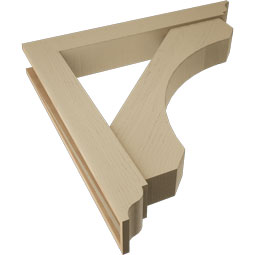 Ekena Millwork - BKTUR0554X38X38LEC01RCPR - Timberthane Faux Wood Legacy Style Bracket w/ Offset Brace, Traditional Ends, 5 1/2"W x 38"D x 38"H, Primed Tan