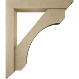 Ekena Millwork - BKTUR0554X38X44LEC01RCPR - Timberthane Faux Wood Legacy Style Bracket w/ Offset Brace, Traditional Ends, 5 1/2"W x 38"D x 44"H, Primed Tan