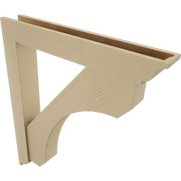Ekena Millwork - BKTUR0554X38X44LEC01RCPR - Timberthane Faux Wood Legacy Style Bracket w/ Offset Brace, Traditional Ends, 5 1/2"W x 38"D x 44"H, Primed Tan