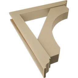 Ekena Millwork - BKTUR0554X38X44LEC01RCPR - Timberthane Faux Wood Legacy Style Bracket w/ Offset Brace, Traditional Ends, 5 1/2"W x 38"D x 44"H, Primed Tan