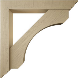 Ekena Millwork - BKTUR0554X40X40LEC01RCPR - Timberthane Faux Wood Legacy Style Bracket w/ Offset Brace, Traditional Ends, 5 1/2"W x 40"D x 40"H, Primed Tan