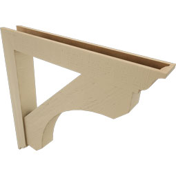Ekena Millwork - BKTUR0554X40X40LEC01RCPR - Timberthane Faux Wood Legacy Style Bracket w/ Offset Brace, Traditional Ends, 5 1/2"W x 40"D x 40"H, Primed Tan