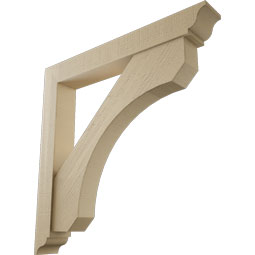 Ekena Millwork - BKTUR0554X40X40LEC01RCPR - Timberthane Faux Wood Legacy Style Bracket w/ Offset Brace, Traditional Ends, 5 1/2"W x 40"D x 40"H, Primed Tan