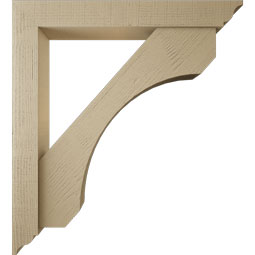 Ekena Millwork - BKTUR0554X40X44LEC01RCPR - Timberthane Faux Wood Legacy Style Bracket w/ Offset Brace, Traditional Ends, 5 1/2"W x 40"D x 44"H, Primed Tan