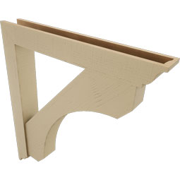 Ekena Millwork - BKTUR0554X40X44LEC01RCPR - Timberthane Faux Wood Legacy Style Bracket w/ Offset Brace, Traditional Ends, 5 1/2"W x 40"D x 44"H, Primed Tan