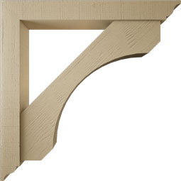 Ekena Millwork - BKTUR0554X42X42LEC01RCPR - Timberthane Faux Wood Legacy Style Bracket w/ Offset Brace, Traditional Ends, 5 1/2"W x 42"D x 42"H, Primed Tan