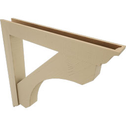Ekena Millwork - BKTUR0554X42X42LEC01RCPR - Timberthane Faux Wood Legacy Style Bracket w/ Offset Brace, Traditional Ends, 5 1/2"W x 42"D x 42"H, Primed Tan