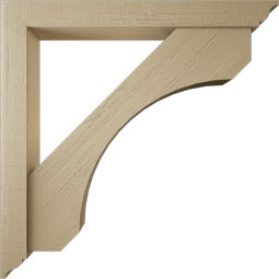 Ekena Millwork - BKTUR0554X48X48LEC01RCPR - Timberthane Faux Wood Legacy Style Bracket w/ Offset Brace, Traditional Ends, 5 1/2"W x 48"D x 48"H, Primed Tan