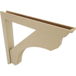 Ekena Millwork - BKTUR0554X48X48LEC01RCPR - Timberthane Faux Wood Legacy Style Bracket w/ Offset Brace, Traditional Ends, 5 1/2"W x 48"D x 48"H, Primed Tan