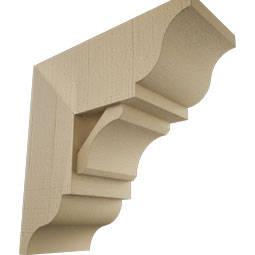 Ekena Millwork - BKTUR0756X18X18LEC01RCPR - Timberthane Faux Wood Legacy Style Bracket w/ Offset Brace, Traditional Ends, 7 1/2"W x 18"D x 18"H, Primed Tan
