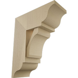 Ekena Millwork - BKTUR0756X18X22LEC01RCPR - Timberthane Faux Wood Legacy Style Bracket w/ Offset Brace, Traditional Ends, 7 1/2"W x 18"D x 22"H, Primed Tan