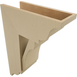 Ekena Millwork - BKTUR0756X18X26LEC01RCPR - Timberthane Faux Wood Legacy Style Bracket w/ Offset Brace, Traditional Ends, 7 1/2"W x 18"D x 26"H, Primed Tan