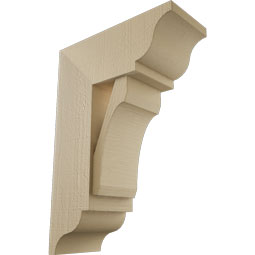 Ekena Millwork - BKTUR0756X18X26LEC01RCPR - Timberthane Faux Wood Legacy Style Bracket w/ Offset Brace, Traditional Ends, 7 1/2"W x 18"D x 26"H, Primed Tan