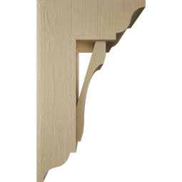 Ekena Millwork - BKTUR0756X18X30LEC01RCPR - Timberthane Faux Wood Legacy Style Bracket w/ Offset Brace, Traditional Ends, 7 1/2"W x 18"D x 30"H, Primed Tan