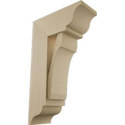 Ekena Millwork - BKTUR0756X18X30LEC01RCPR - Timberthane Faux Wood Legacy Style Bracket w/ Offset Brace, Traditional Ends, 7 1/2"W x 18"D x 30"H, Primed Tan