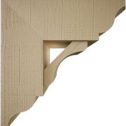 Ekena Millwork - BKTUR0756X20X20LEC01RCPR - Timberthane Faux Wood Legacy Style Bracket w/ Offset Brace, Traditional Ends, 7 1/2"W x 20"D x 20"H, Primed Tan