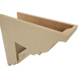 Ekena Millwork - BKTUR0756X20X20LEC01RCPR - Timberthane Faux Wood Legacy Style Bracket w/ Offset Brace, Traditional Ends, 7 1/2"W x 20"D x 20"H, Primed Tan