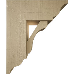 Ekena Millwork - BKTUR0756X20X24LEC01RCPR - Timberthane Faux Wood Legacy Style Bracket w/ Offset Brace, Traditional Ends, 7 1/2"W x 20"D x 24"H, Primed Tan
