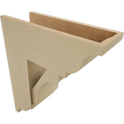 Ekena Millwork - BKTUR0756X20X24LEC01RCPR - Timberthane Faux Wood Legacy Style Bracket w/ Offset Brace, Traditional Ends, 7 1/2"W x 20"D x 24"H, Primed Tan