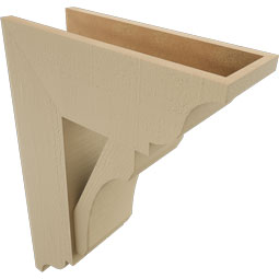 Ekena Millwork - BKTUR0756X20X28LEC01RCPR - Timberthane Faux Wood Legacy Style Bracket w/ Offset Brace, Traditional Ends, 7 1/2"W x 20"D x 28"H, Primed Tan