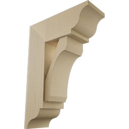 Ekena Millwork - BKTUR0756X20X28LEC01RCPR - Timberthane Faux Wood Legacy Style Bracket w/ Offset Brace, Traditional Ends, 7 1/2"W x 20"D x 28"H, Primed Tan