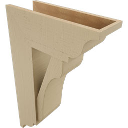 Ekena Millwork - BKTUR0756X20X32LEC01RCPR - Timberthane Faux Wood Legacy Style Bracket w/ Offset Brace, Traditional Ends, 7 1/2"W x 20"D x 32"H, Primed Tan