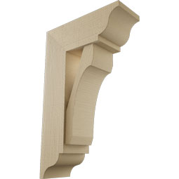 Ekena Millwork - BKTUR0756X20X32LEC01RCPR - Timberthane Faux Wood Legacy Style Bracket w/ Offset Brace, Traditional Ends, 7 1/2"W x 20"D x 32"H, Primed Tan