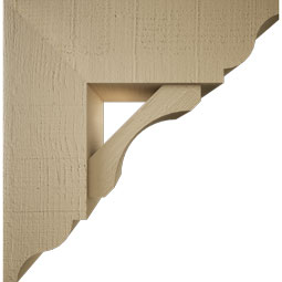 Ekena Millwork - BKTUR0756X22X22LEC01RCPR - Timberthane Faux Wood Legacy Style Bracket w/ Offset Brace, Traditional Ends, 7 1/2"W x 22"D x 22"H, Primed Tan