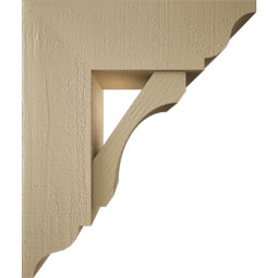 Ekena Millwork - BKTUR0756X22X26LEC01RCPR - Timberthane Faux Wood Legacy Style Bracket w/ Offset Brace, Traditional Ends, 7 1/2"W x 22"D x 26"H, Primed Tan
