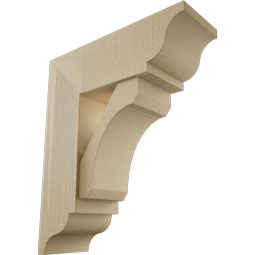 Ekena Millwork - BKTUR0756X22X26LEC01RCPR - Timberthane Faux Wood Legacy Style Bracket w/ Offset Brace, Traditional Ends, 7 1/2"W x 22"D x 26"H, Primed Tan