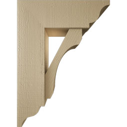 Ekena Millwork - BKTUR0756X22X30LEC01RCPR - Timberthane Faux Wood Legacy Style Bracket w/ Offset Brace, Traditional Ends, 7 1/2"W x 22"D x 30"H, Primed Tan