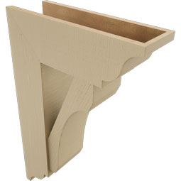 Ekena Millwork - BKTUR0756X22X34LEC01RCPR - Timberthane Faux Wood Legacy Style Bracket w/ Offset Brace, Traditional Ends, 7 1/2"W x 22"D x 34"H, Primed Tan
