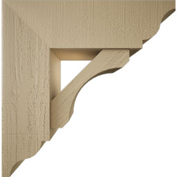 Ekena Millwork - BKTUR0756X24X24LEC01RCPR - Timberthane Faux Wood Legacy Style Bracket w/ Offset Brace, Traditional Ends, 7 1/2"W x 24"D x 24"H, Primed Tan